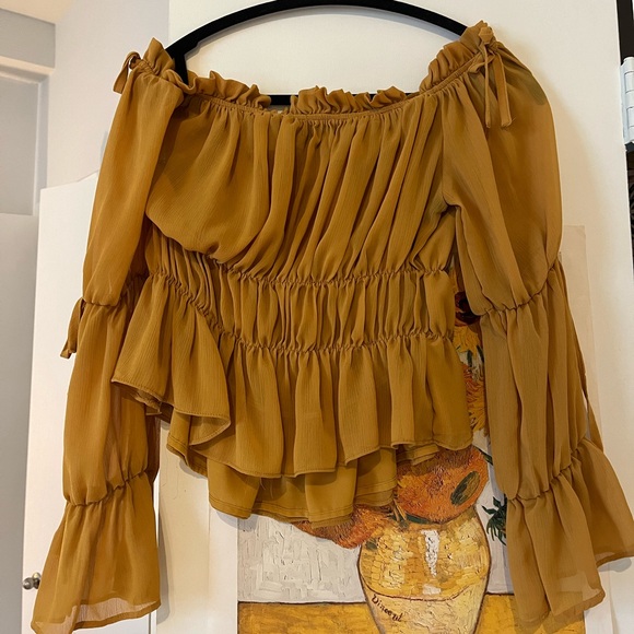 ASOS Missguided Shirred Off the Shoulder Top - Picture 3 of 5